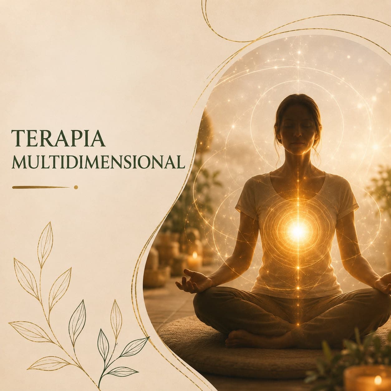 Terapia Multidimensional: meditação envolta em luz dourada